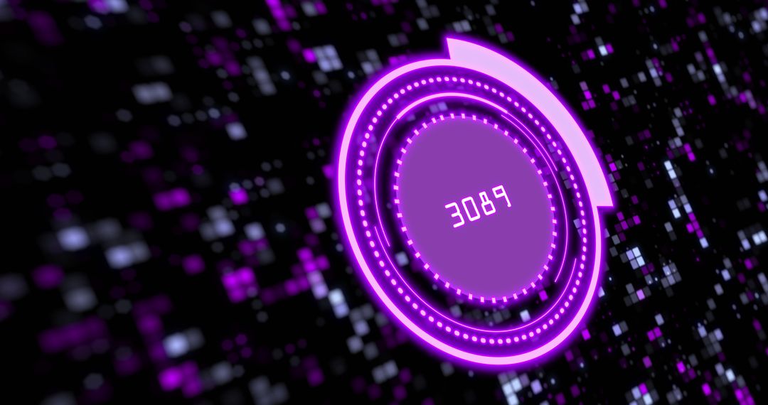Glowing Digital Interface with Futuristic Countdown