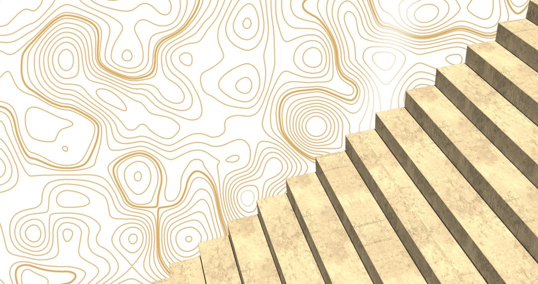 Abstract Gold Contour Lines with Staircase Concept