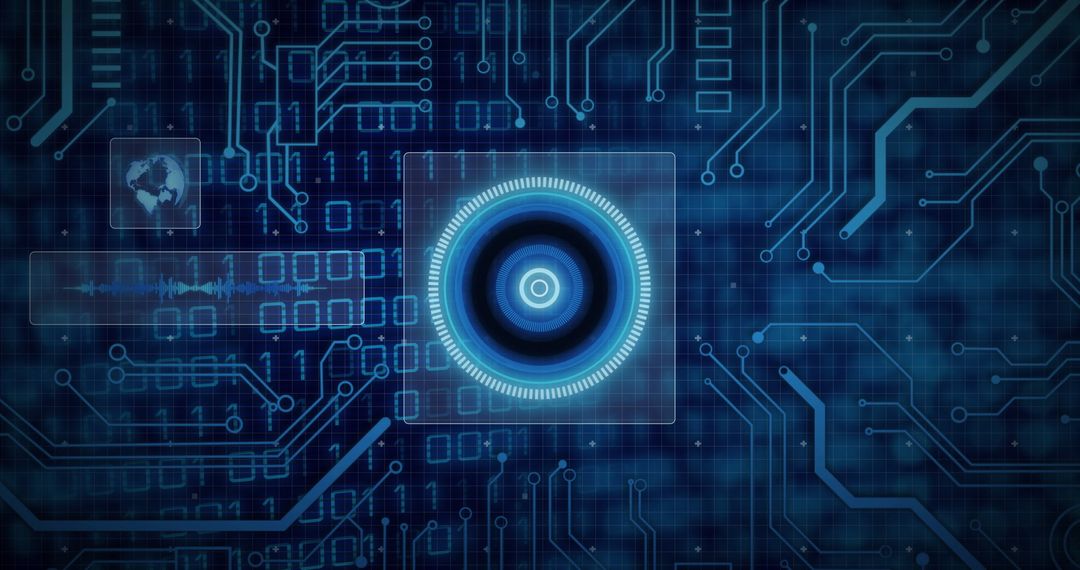 Futuristic Digital Data Interface with Scanning Scope Display