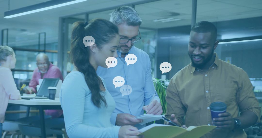 Diverse Team Collaborating in Modern Open Office Setting