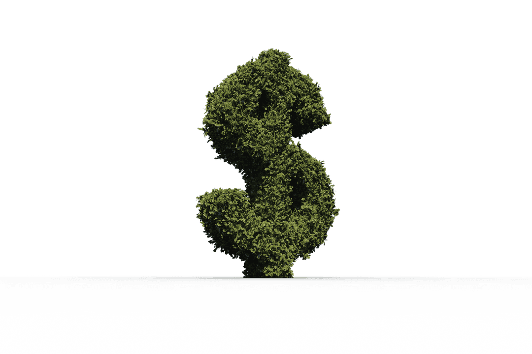 Dollar Symbol Shaped from Grass on Transparent Background