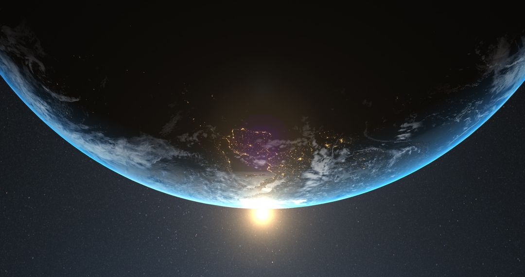 Earth's Horizon at Sunrise Viewed from Space