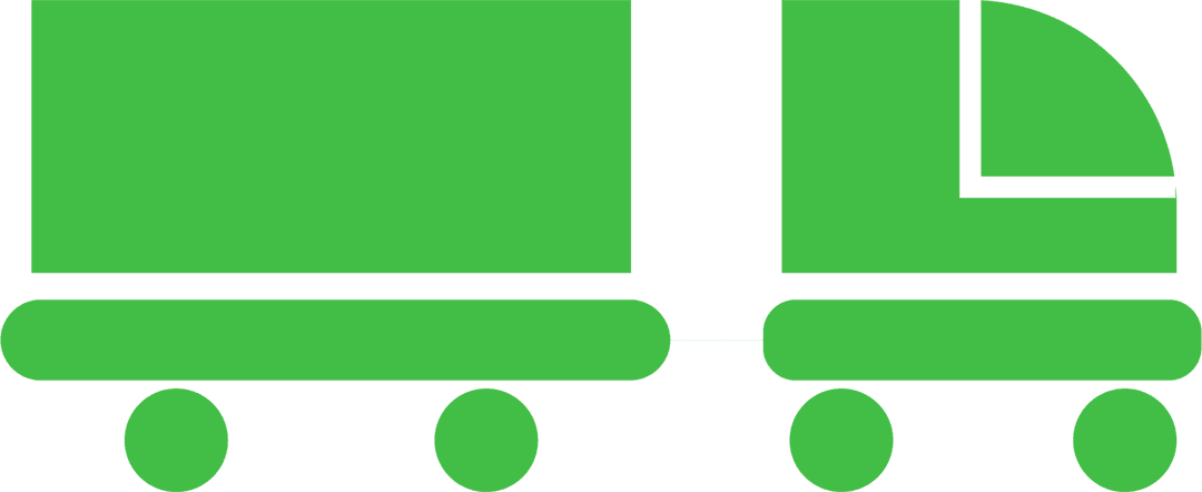 Green truck icon on transparent background for shipping illustrations