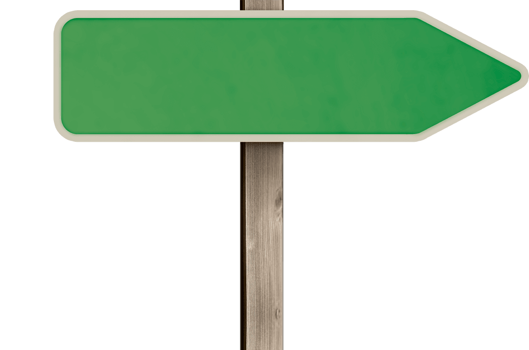 Green Signpost on Transparent Background for Travel Design
