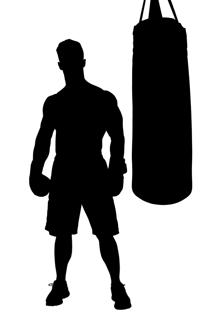 Full-Length Transparent Boxer Stance Silhouette