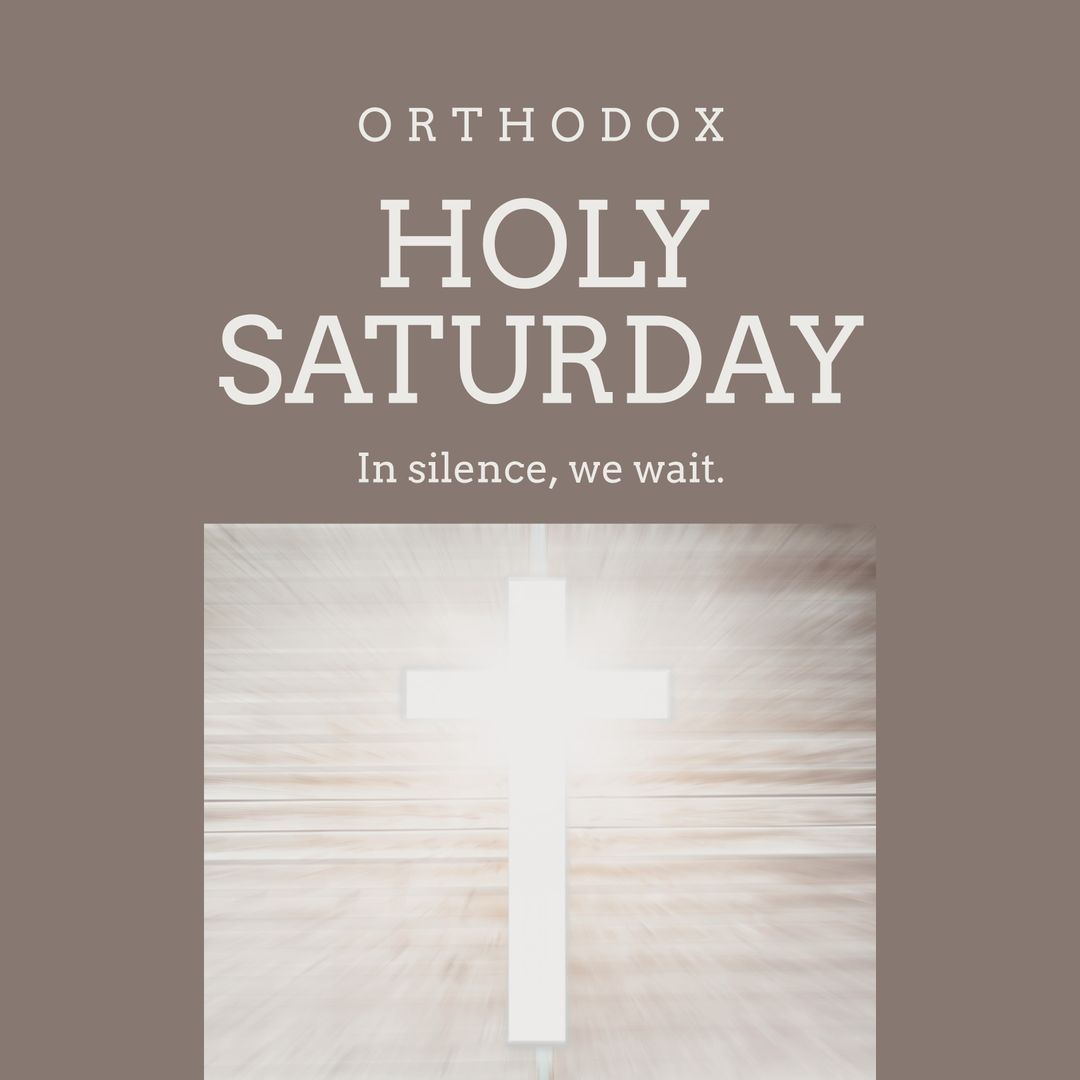 Orthodox Holy Saturday Illuminated Cross on Beige Background
