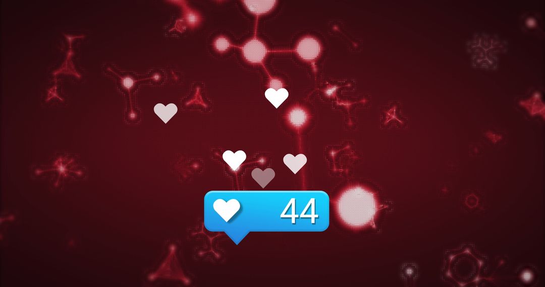 Digital Hearts and Molecular Network Symbolizing Online Engagement