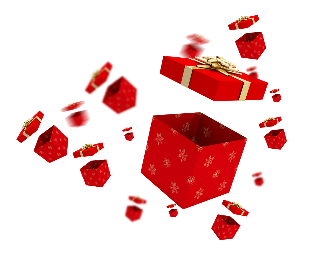 Transparent Christmas Presents with Decorative Red Boxes Illustration