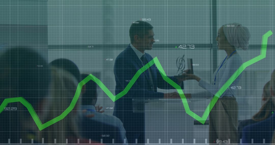 Business Presentation with Growth Analytics Graphic Overlay