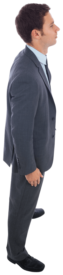 Thinking Businessman on Transparent Background in Formal Suit