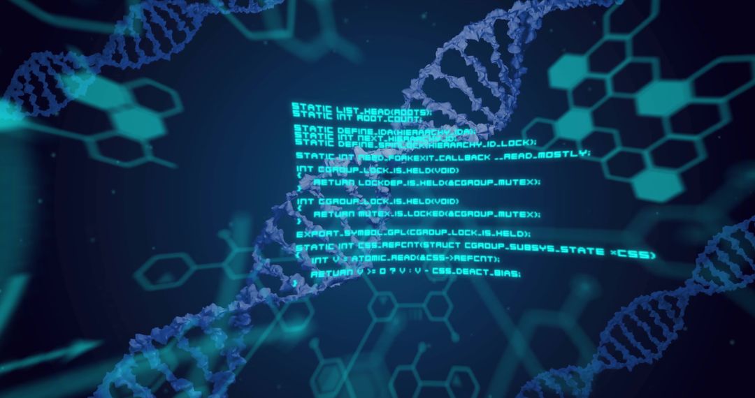 dna strands interlining with data processing code - Free Images, Stock Photos and Pictures on Pikwizard.com