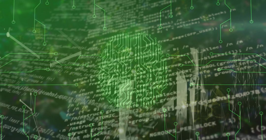 Futuristic Digital Brain Amid Cyber Code Visualization