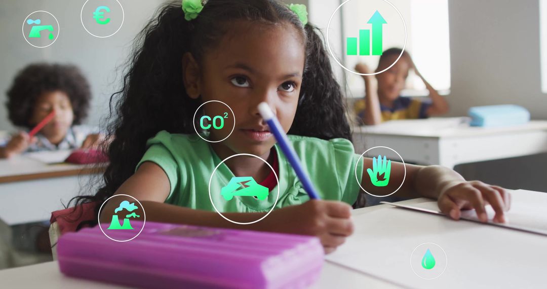 Innovative Learning with Eco Data Annotations on Biracial Schoolgirl