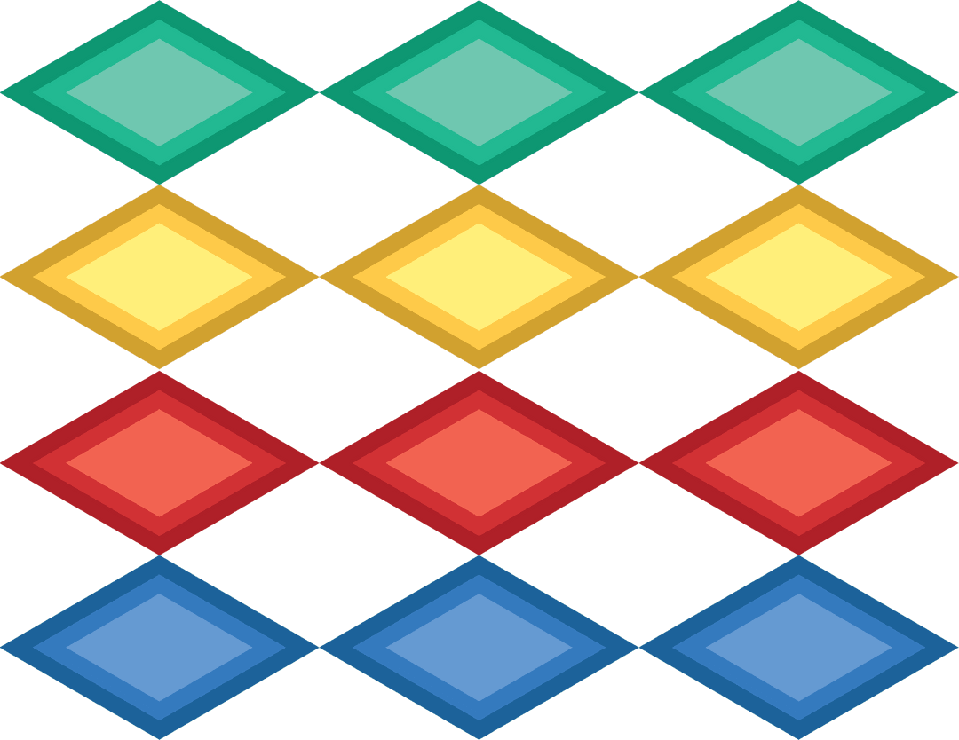 Colorful Diamond Rows on Transparent Background