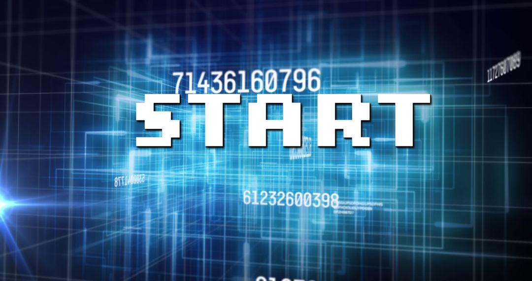 Futuristic Start Screen with Digital Matrix Background
