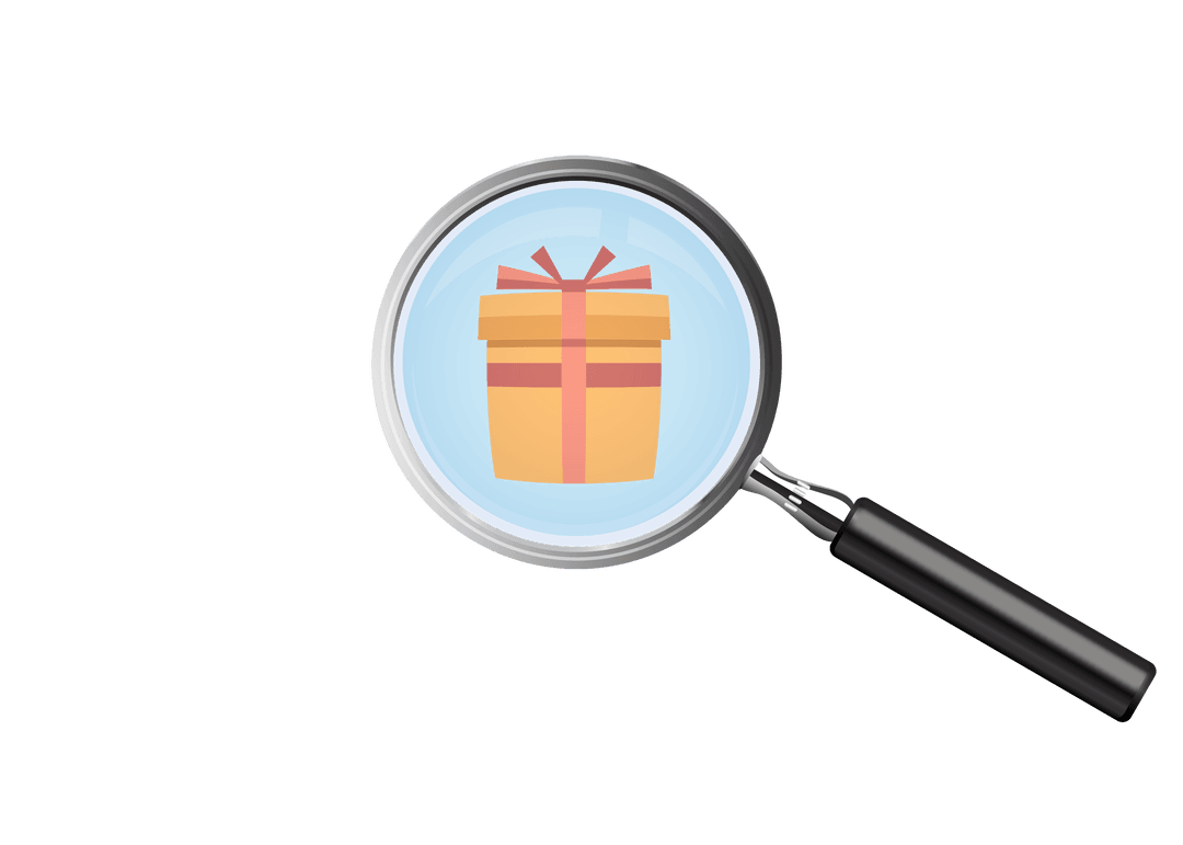 Transparent Gift Box Icon Viewed Through Magnifying Glass