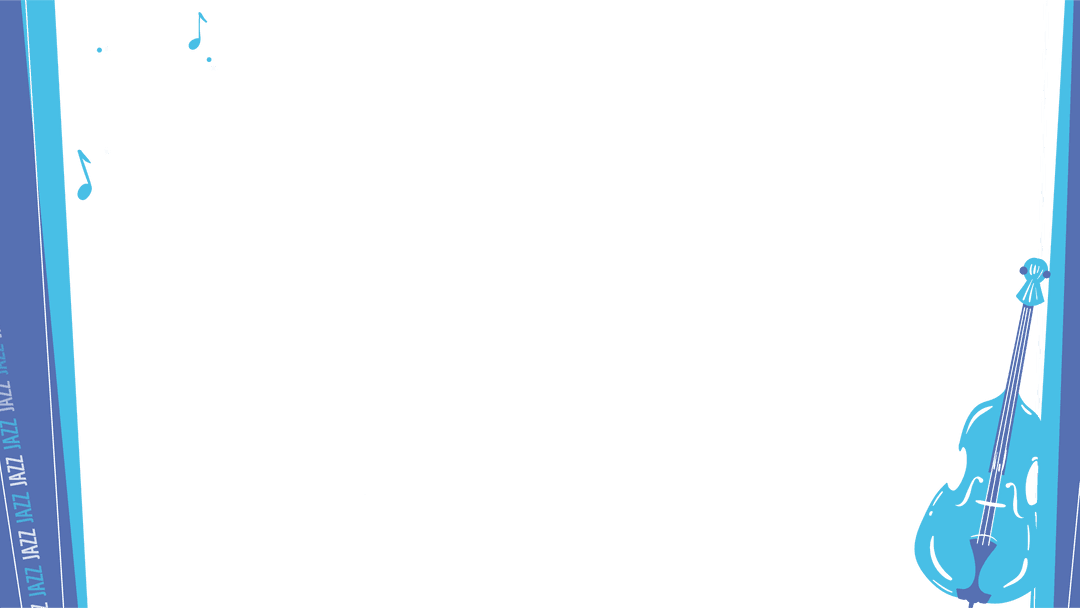 Transparent Jazz Frame with Double Bass and Vibrant Decorative Borders