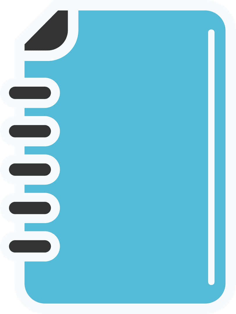 Blue Notebook Transparent Icon Illustration with Spiral Binding