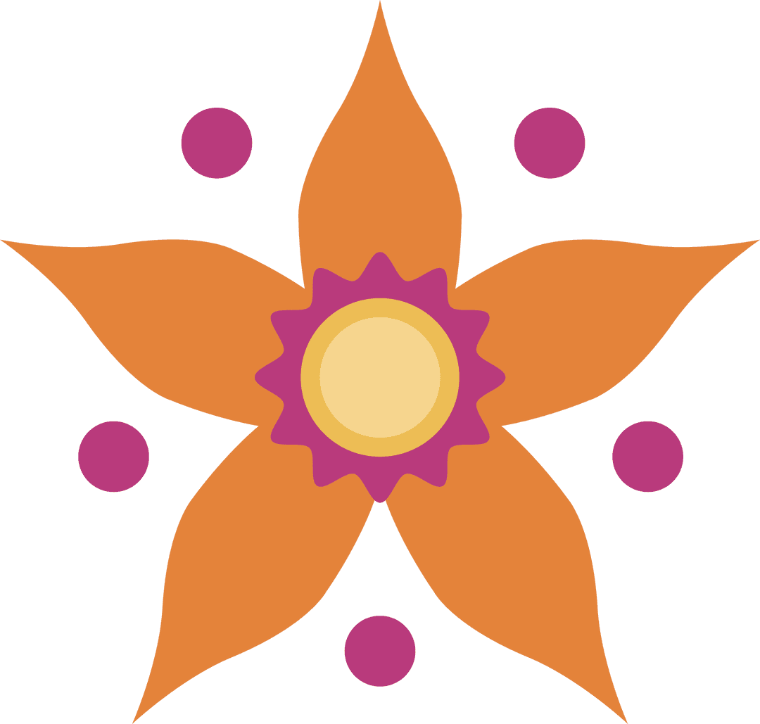 Transparent Background Geometric Flower with Orange Petals