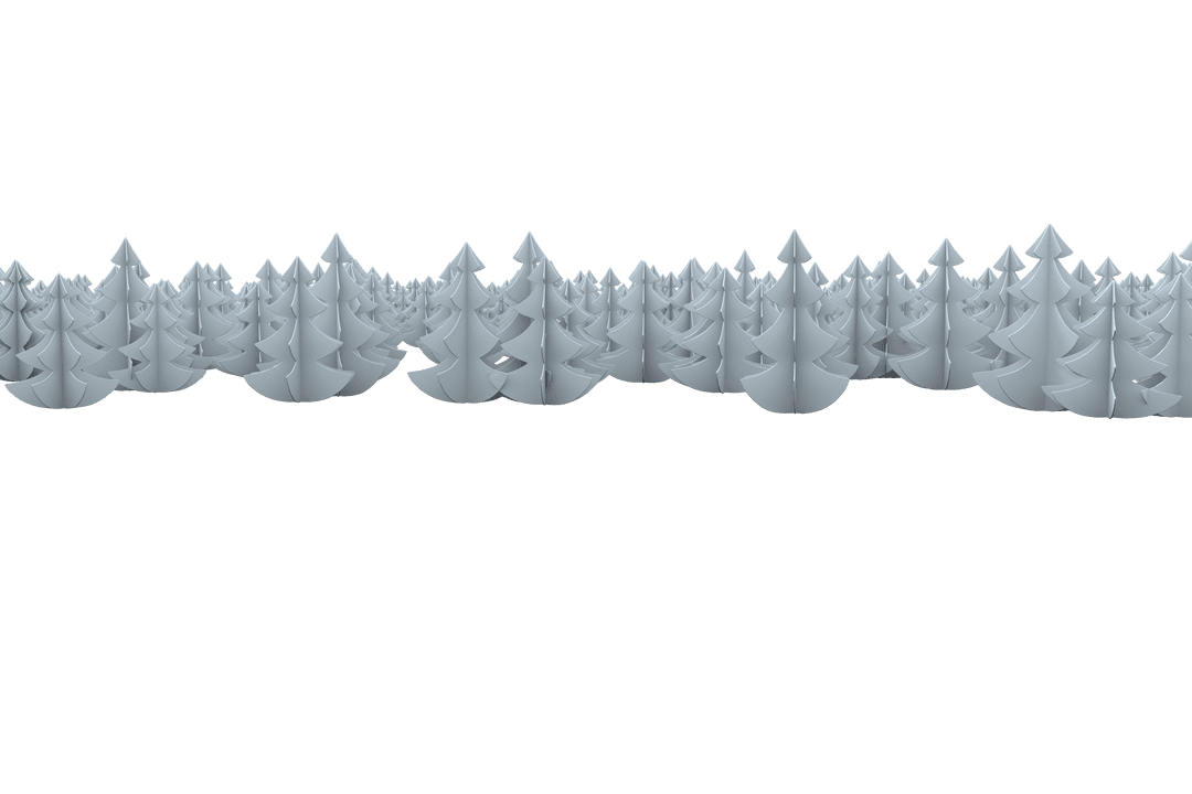 Winter Trees Isolated on Transparent Background with Vector Details