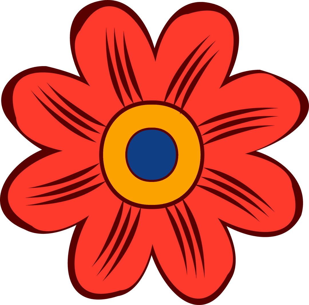Bold Cartoon Flower Illustration on Transparent Backdrop