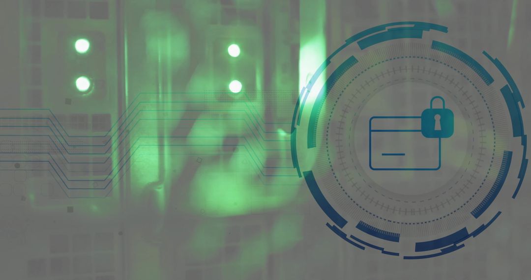 Secure Digital Data Processing Concept with Padlock Overlay