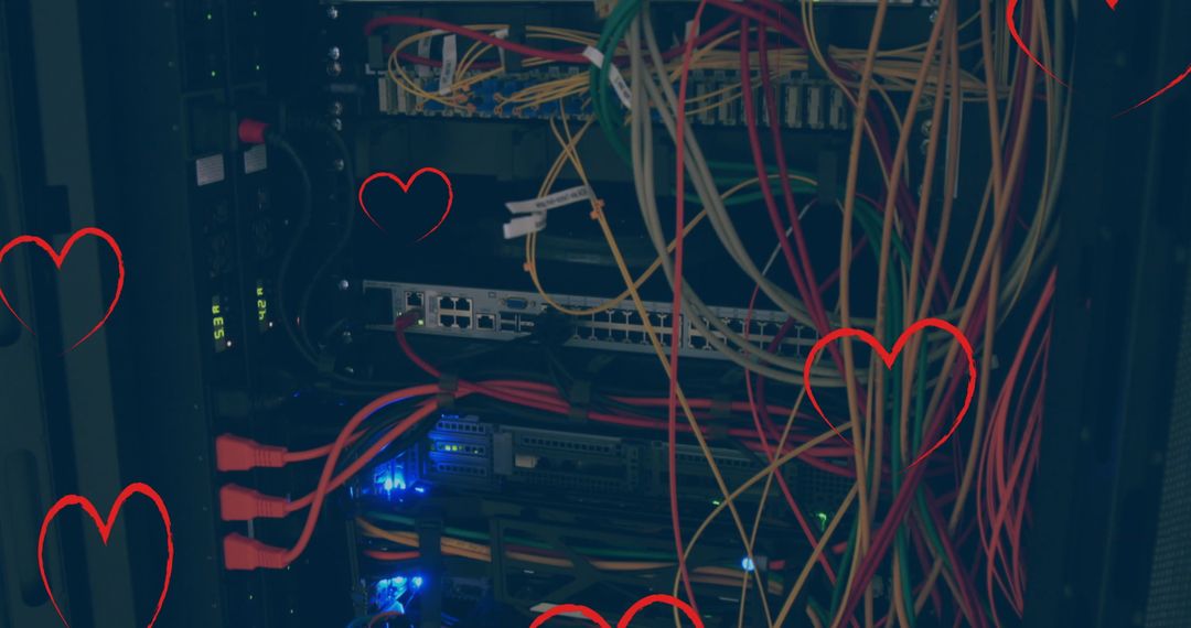 Vibrant Network Cables in Server Rack Creating IT Chaos