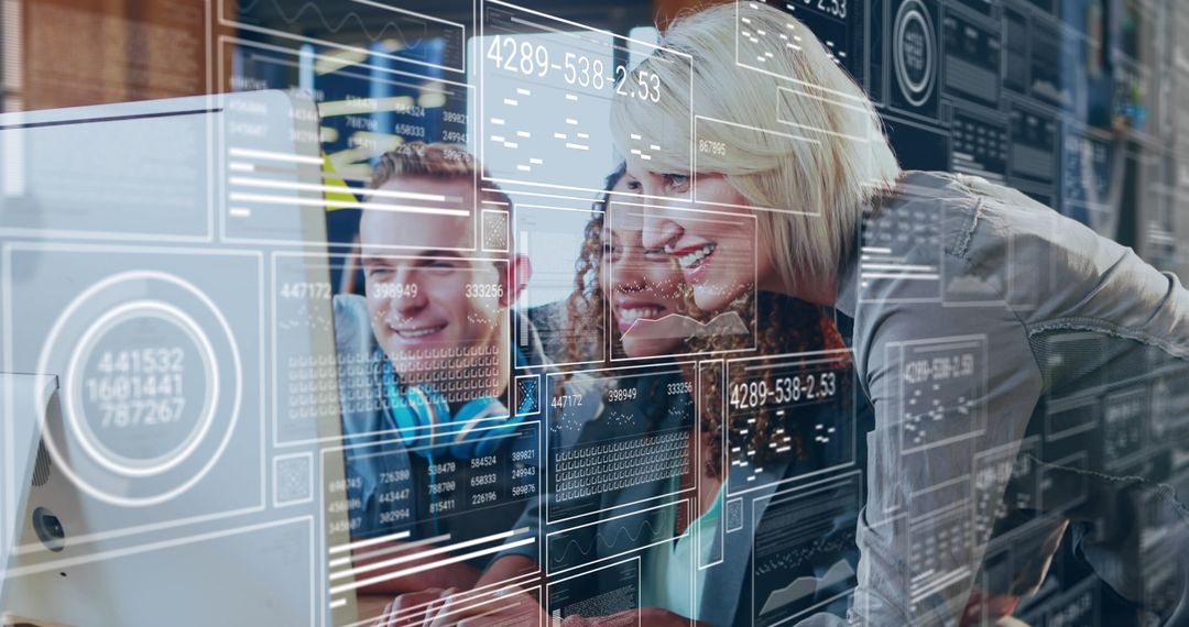 Diverse Team Using Technology for Financial Data Processing