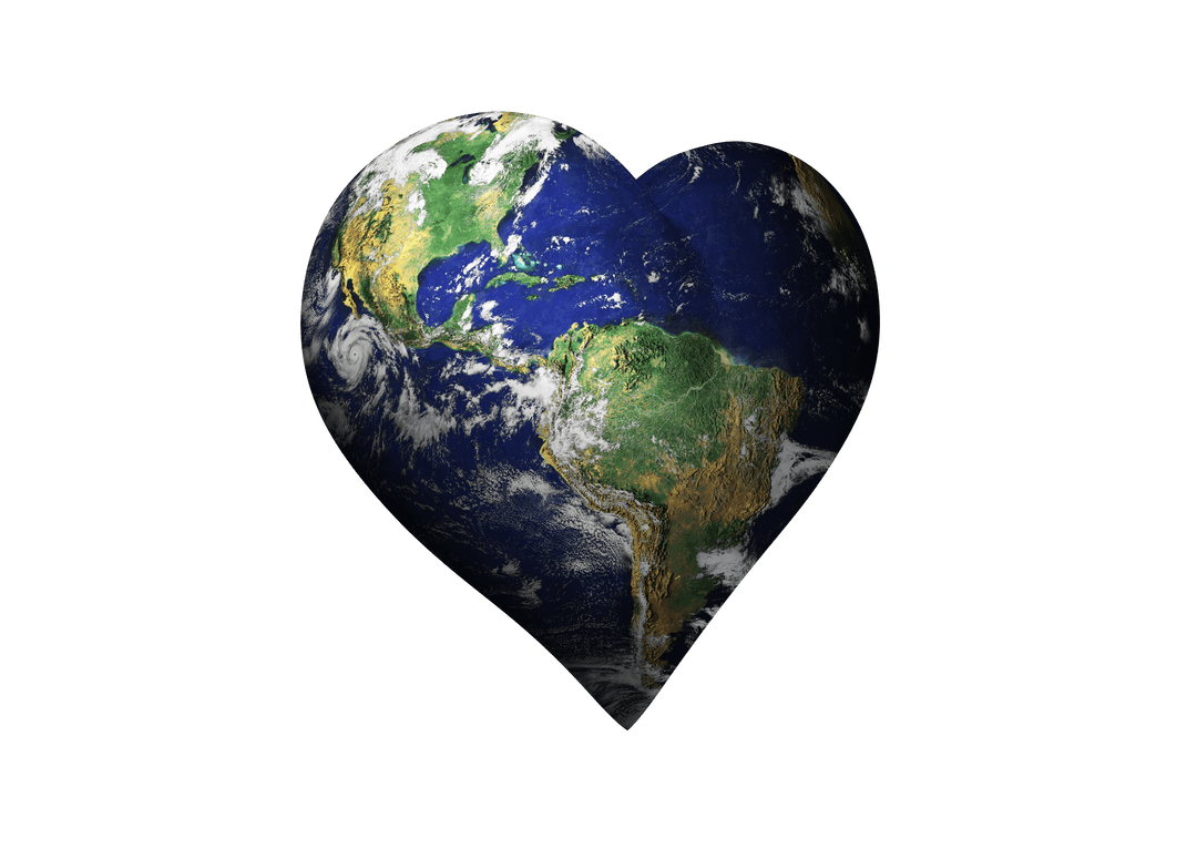Heart Shaped Earth Transparent Design for Global Love and Ecology Themes