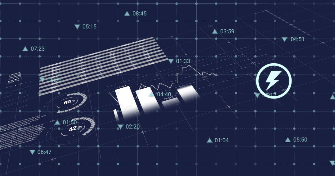 Futuristic Data Analytics Interface with Grid Background