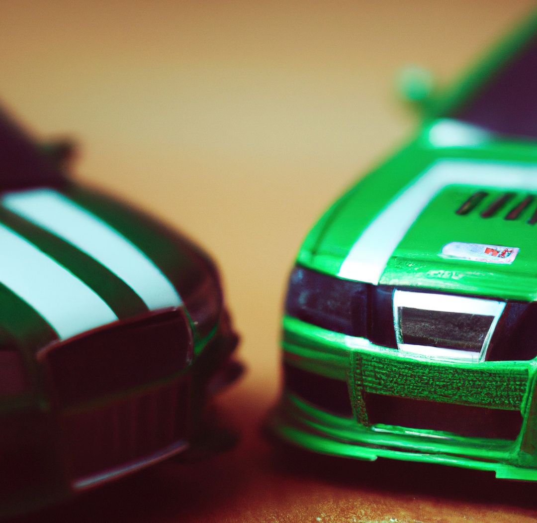 Close-up of Toy Racing Cars in Green and White Colors, Focus on Front Details - Free Images, Stock Photos and Pictures on Pikwizard.com