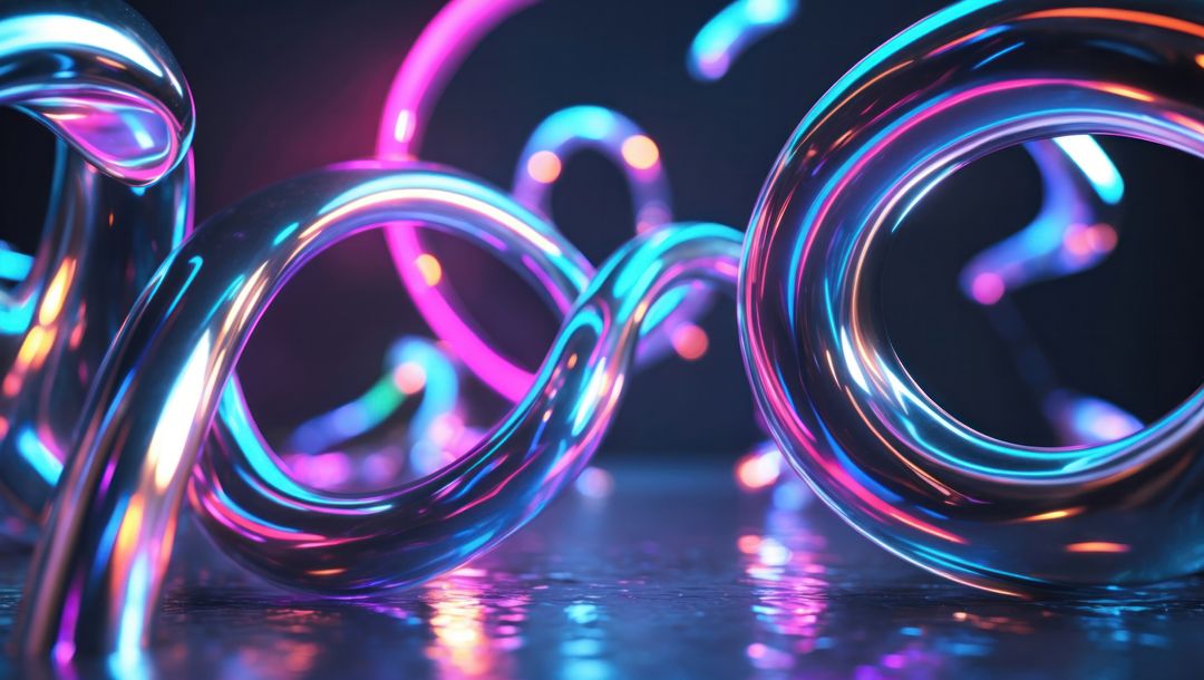 Futuristic Metallic Loops with Vibrant Neon Lighting
