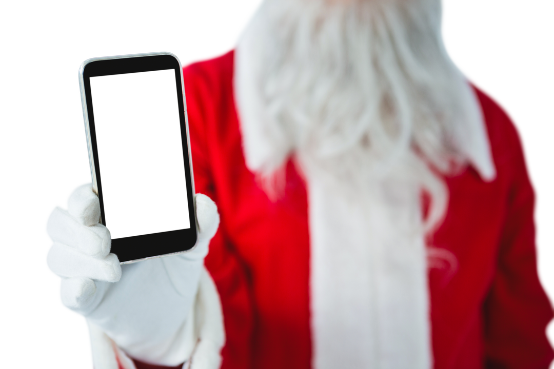 Transparent background of Santa Claus holding Smartphone - Download Free Stock Images Pikwizard.com