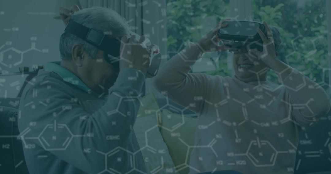 Senior Couple Exploring Virtual Reality Health Concepts at Home