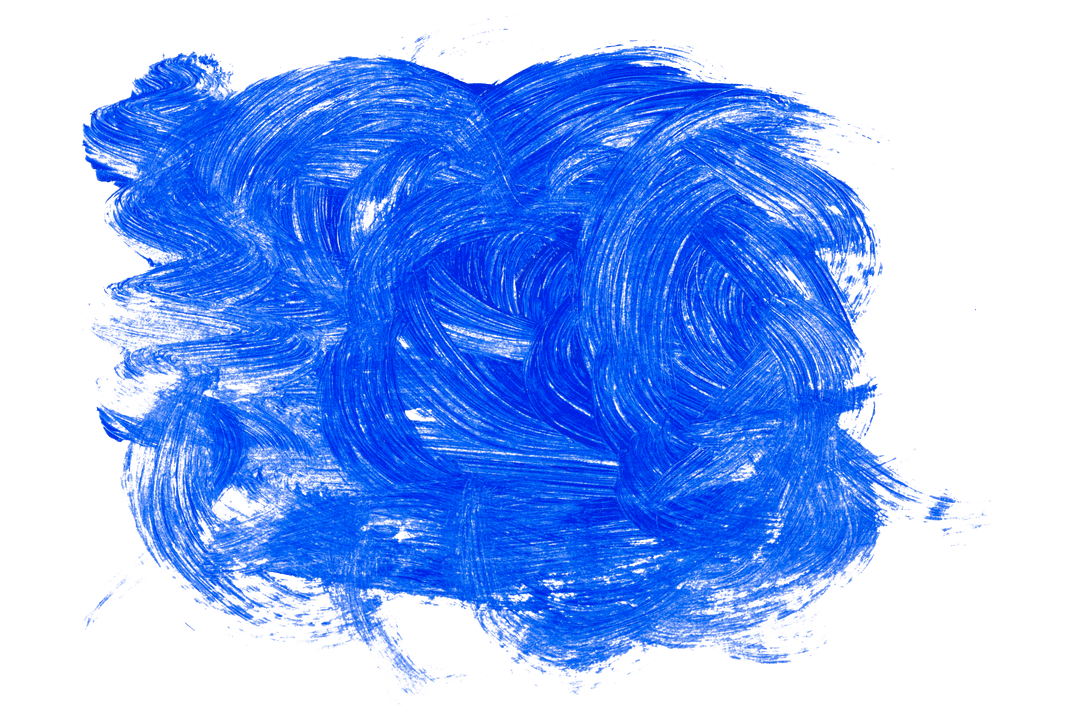 Abstract Blue Brushstroke Painting on Transparent Background