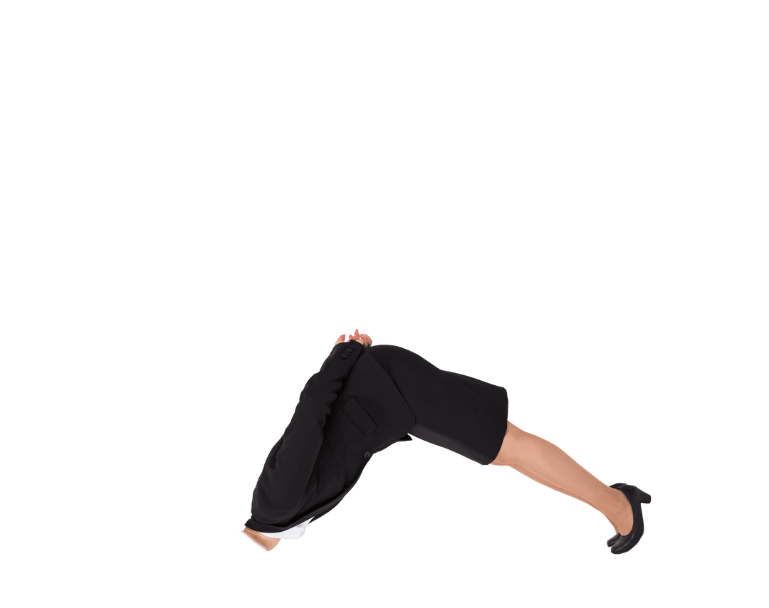 Flexible Businesswoman Bending on Transparent Background