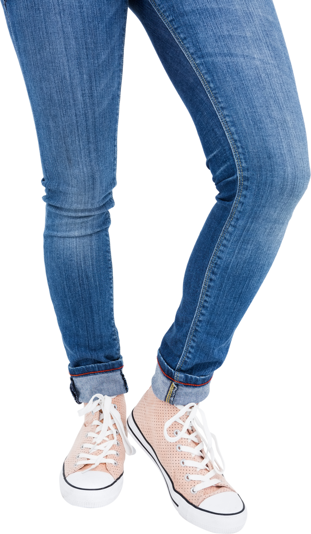 Transparent Lower Body of Woman in Trendy Jeans and Canvas Shoes - Download Free Stock Images Pikwizard.com