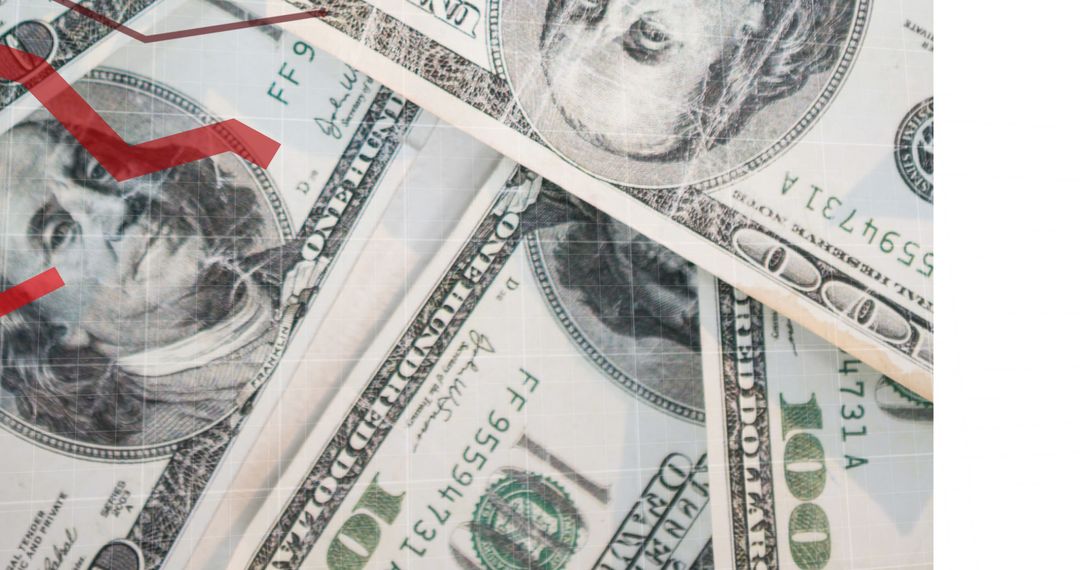 Digital Data Overlaid on US Dollar Banknotes