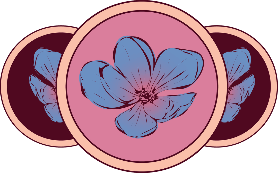 Minimalist Blue Flower with Overlapping Circles on Transparent Background