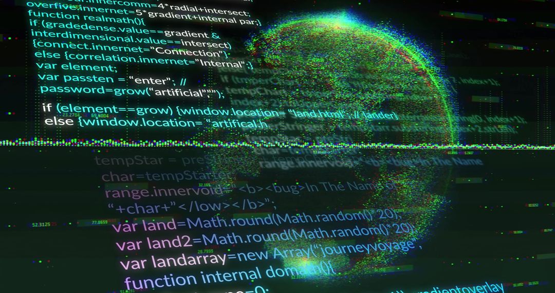 Futuristic 3D Digital Head with Glowing Code in Cyberspace