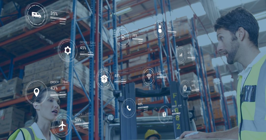 Warehouse Workers Analyzing Digital Supply Chain Data