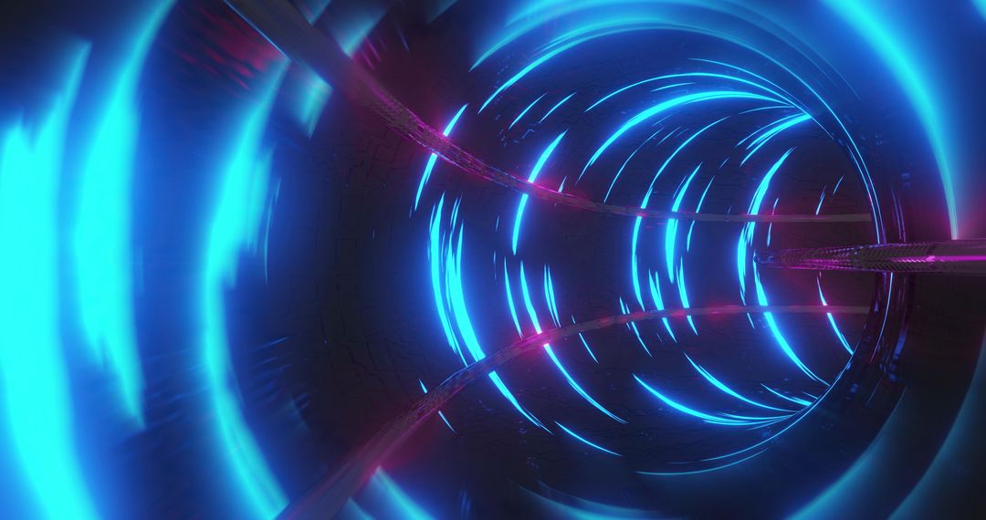 Futuristic Tunnel with Speeding Neon Lights