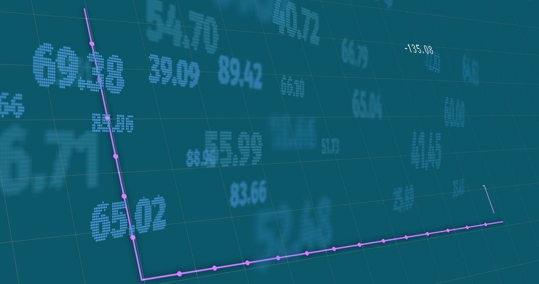 Financial Data Chart with Digital Display Over Blue Grid