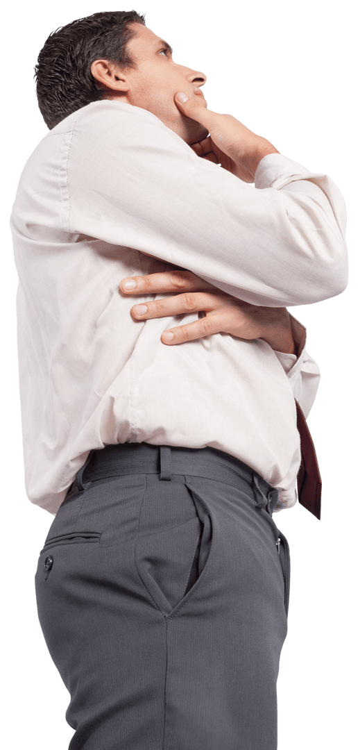 Thoughtful Businessman Contemplating Decisions on Transparent Background
