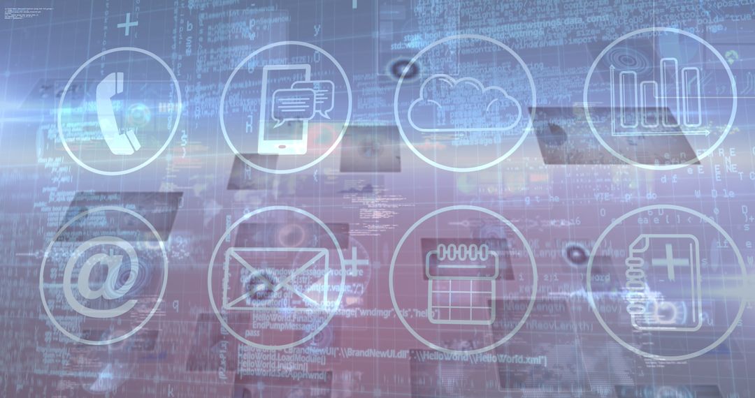 Digital Interface with Data and Communication Icons