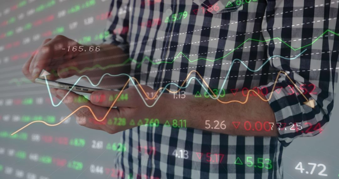 Person Analyzing Digital Stock Market Analytics on Mobile Device