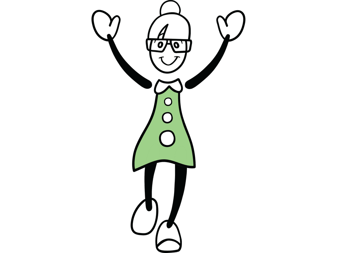 Transparent Cartoon Woman with Smiling Face and Glasses