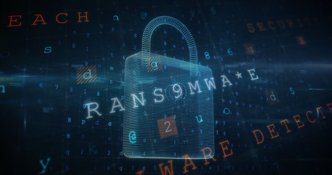 Futuristic Padlock Hologram Representing Cybersecurity Concept