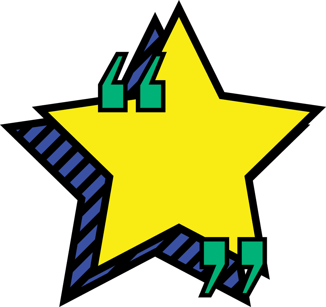 Colorful Quote Marks with Star on Transparent Background