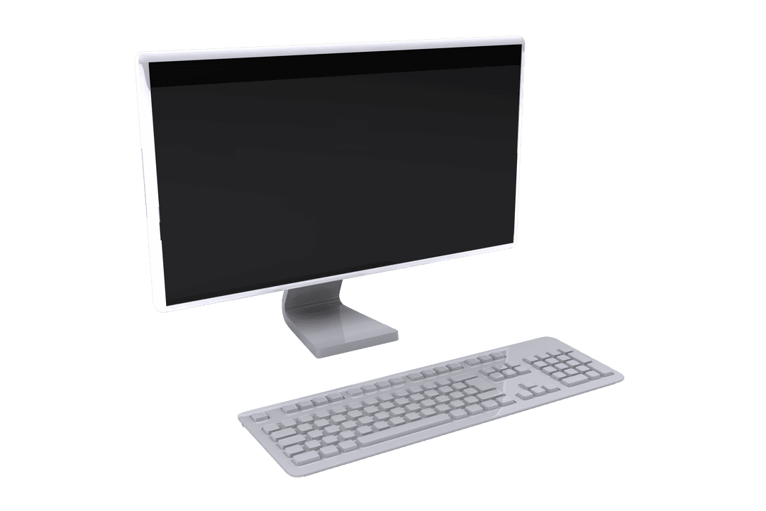 modern computer monitor with keyboard on transparent background - Download Free Stock Images Pikwizard.com